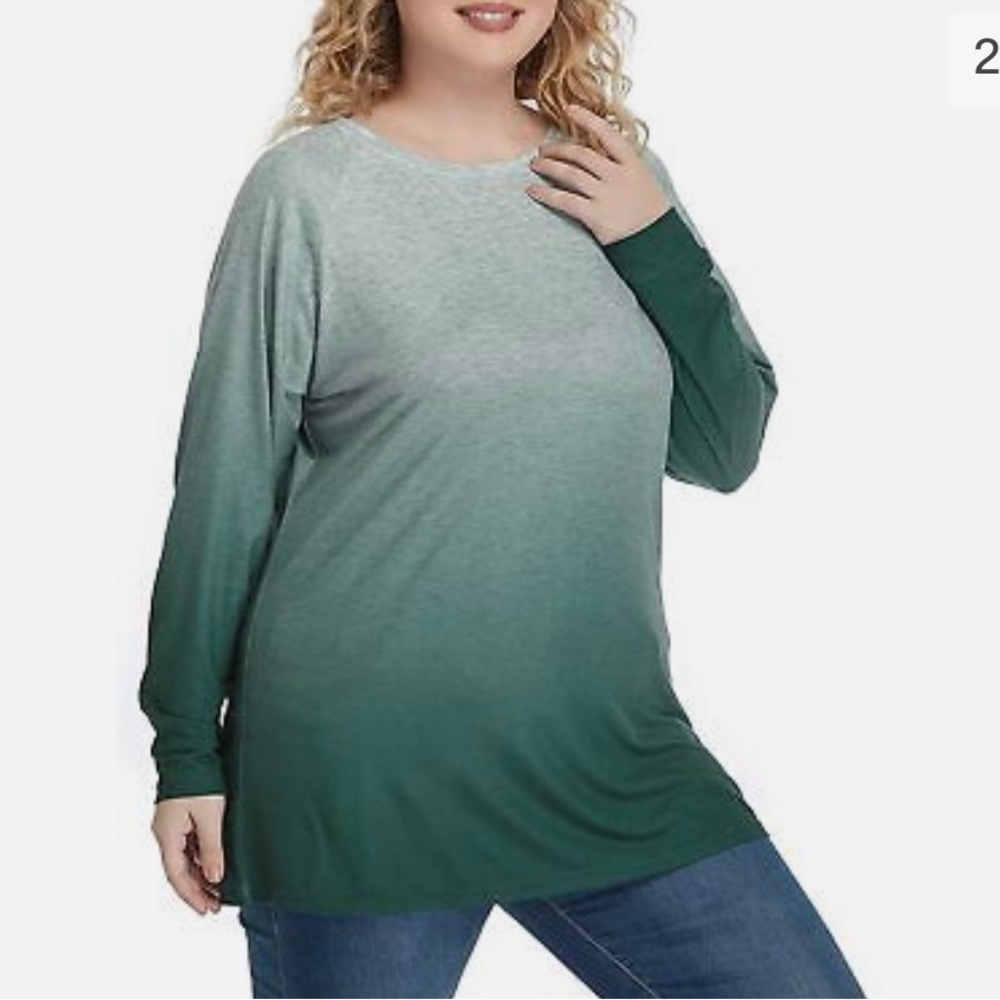 Ziola Women's Plus Size Top Green Space Dye Long Tunic  3XL New with Tag